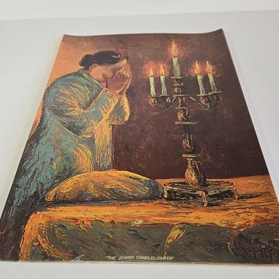 LOT 70L: Morris Katz Prints, Siddur with Decorative Metal Cover, Hen Holon Pewter Goblet, and More