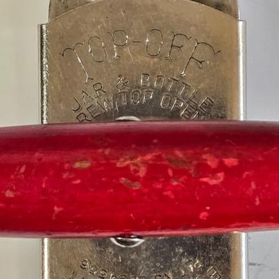 LOT 72L: Maid of Honor Cooky Press, Toastmaster Electric Knife, Nesting Mixing Bowls, Top Off Jar and Bottle Opener, and More