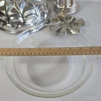 LOT 73K: Jello Molds, Cast Iron Trivet, Progressive Mortar & Pestle Set, Vintage Rosette Irons, and More