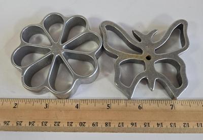 LOT 73K: Jello Molds, Cast Iron Trivet, Progressive Mortar & Pestle Set, Vintage Rosette Irons, and More