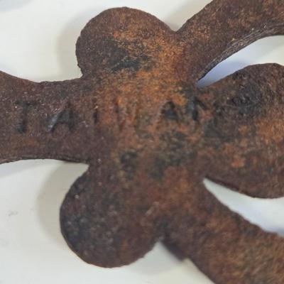 LOT 73K: Jello Molds, Cast Iron Trivet, Progressive Mortar & Pestle Set, Vintage Rosette Irons, and More