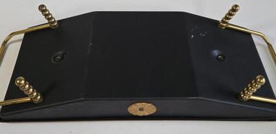 LOT 76K: Midcentury Vintage Black and Gold Condiment Caddy, Vintage Irvinware Chrome Candlestick Holders, Pewter Chamberstick Candle...