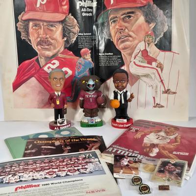 LOT 78L: Philadelphia Phillies and Temple University Sports Memorabilia