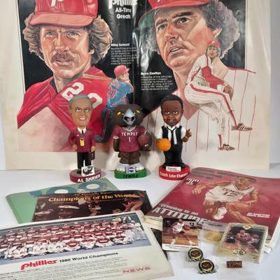LOT 78L: Philadelphia Phillies and Temple University Sports Memorabilia