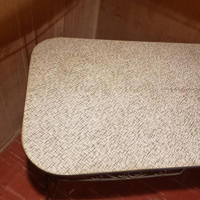 LOT 86B: Vintage Formica Expandable Table with Wrought Iron Legs