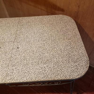 LOT 86B: Vintage Formica Expandable Table with Wrought Iron Legs