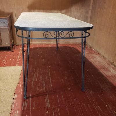 LOT 86B: Vintage Formica Expandable Table with Wrought Iron Legs