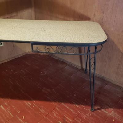 LOT 86B: Vintage Formica Expandable Table with Wrought Iron Legs