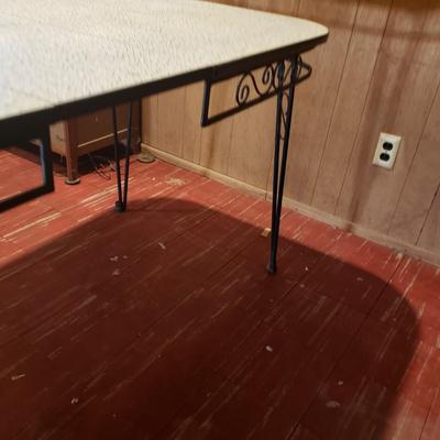 LOT 86B: Vintage Formica Expandable Table with Wrought Iron Legs