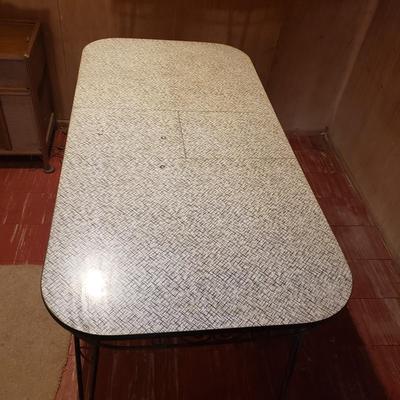 LOT 86B: Vintage Formica Expandable Table with Wrought Iron Legs