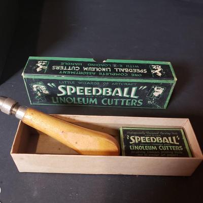 LOT 89B: Vintage Office Supplies & Tools, Pep Boys Tin Boxes, Crayola Silver & Gold Crayons, Note Card Set & Brass Christmas...