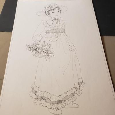 LOT 90B: Ladies' Home Journal Prints, Vintage Crochet & Knitting Patterns, Kate Greenway Coloring Book & Collection of...