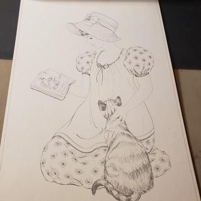 LOT 90B: Ladies' Home Journal Prints, Vintage Crochet & Knitting Patterns, Kate Greenway Coloring Book & Collection of...