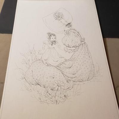 LOT 90B: Ladies' Home Journal Prints, Vintage Crochet & Knitting Patterns, Kate Greenway Coloring Book & Collection of...