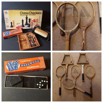 LOT 92B: Collection of Vintage Tennis Rackets & Games