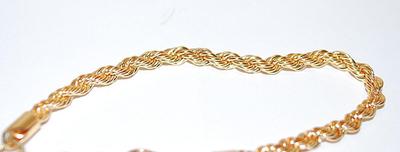 All Gold Colored Twisted "Rope" BRACELET (2½" Opening) with Cylinder Caps and Lobster Clasp
