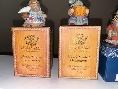 G DeBrekht Artistic Studios Handpainted Santa Ornaments