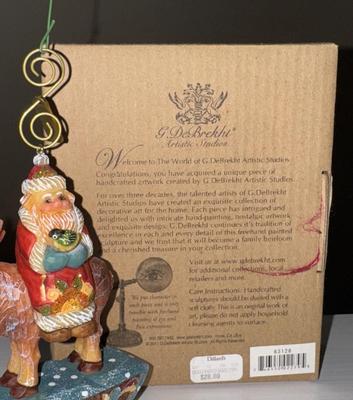 G DeBrekht Artistic Studios Handpainted Santa Ornaments