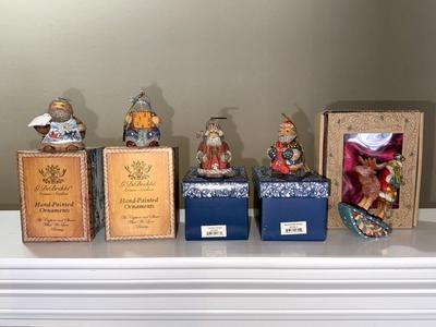 G DeBrekht Artistic Studios Handpainted Santa Ornaments