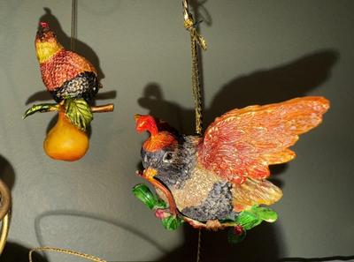 Set 6 Delicate Autumn BIrd Ornaments