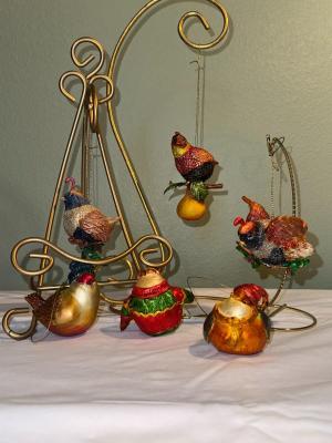 Set 6 Delicate Autumn BIrd Ornaments