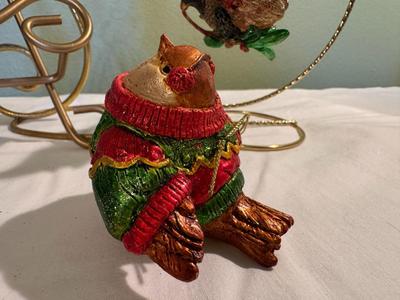 Set 6 Delicate Autumn BIrd Ornaments