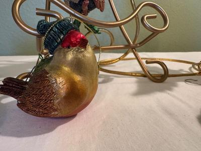 Set 6 Delicate Autumn BIrd Ornaments