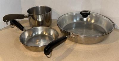 Revere ware Skillet 12" Revere ware Skillet 7" Saucepan 1.5 Qt Pampered Chef Lid