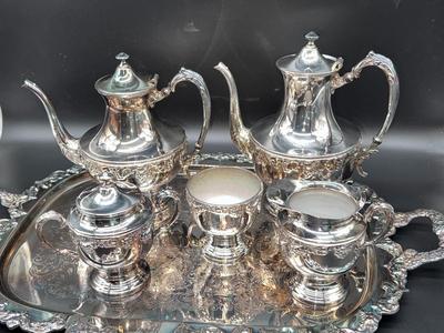 7 Piece Meridian SIlver Silver Smiths Silver on Copper Serving Set