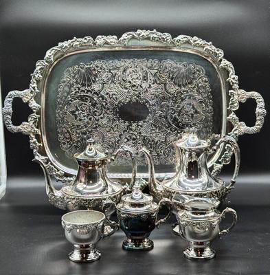 7 Piece Meridian SIlver Silver Smiths Silver on Copper Serving Set