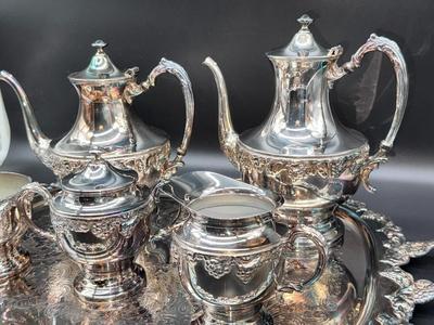 7 Piece Meridian SIlver Silver Smiths Silver on Copper Serving Set