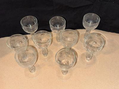 9 Vintage Hollow Stem Champagne Fountain Spray Glasses