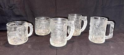 Lot of 5 Vintage McDonald's Batman Forever Glass Mugs