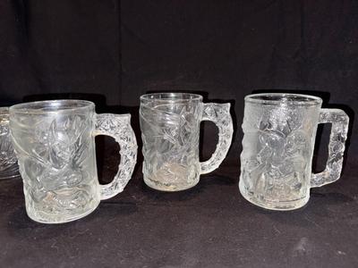 Lot of 5 Vintage McDonald's Batman Forever Glass Mugs