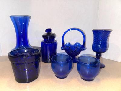 Cobalt Glass Lot of 7