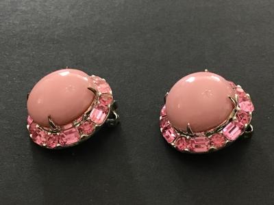 Gorgeous Pink Rhinestone Clip on Earrings