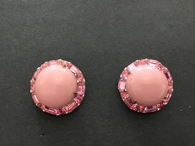 Gorgeous Pink Rhinestone Clip on Earrings