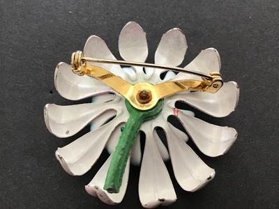 Vintage Floral Brooch pink Blue Enamel Demesional Brooch