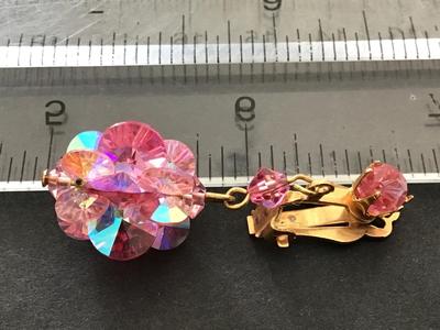 Vintage Pink Crystal Dangle Drop Earrings Vintage