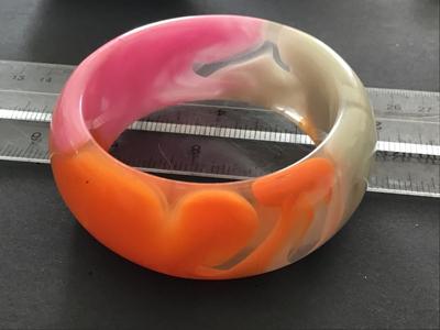 Wide Bangle pink orange clear grey