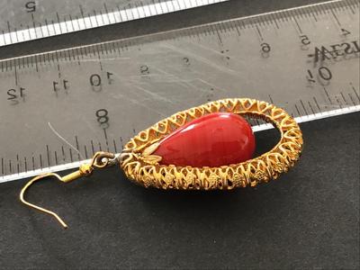 Vintage Stone Earrings in Caged Gold Tone