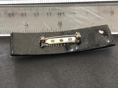 Vintage BroochRed Black Silver Accents