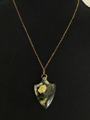 1950 Reversed Carved Yellow Rose Pendant