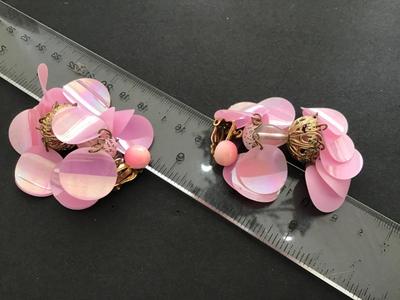 Pink And Gold Tones Statement Earrings