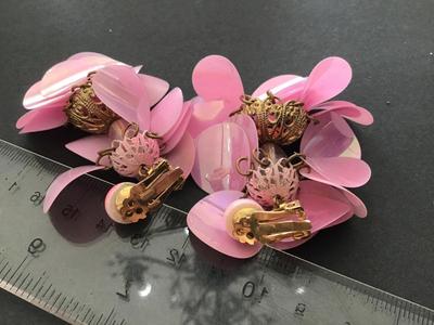 Pink And Gold Tones Statement Earrings