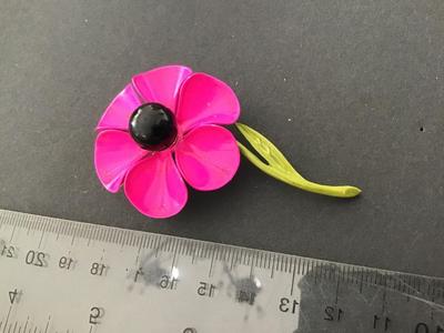 1960 HotPink Enamel Brooch