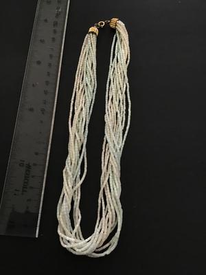 Beautiful Vintage Light Sage White Shell /Glass Necklace