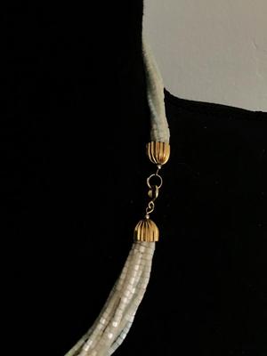 Beautiful Vintage Light Sage White Shell /Glass Necklace