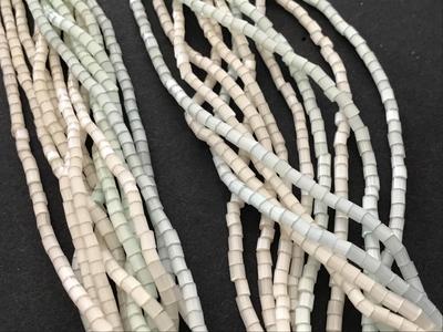 Beautiful Vintage Light Sage White Shell /Glass Necklace