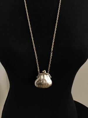 Silver Tone Change Purse Necklace Vintage
